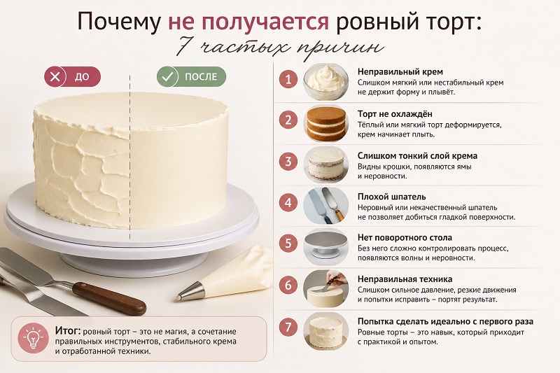 Почему не получается ровный торт: 7 частых причин