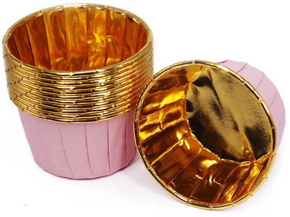 Форма Маффин с ламинацией 50х40 розовый/золото 50 шт