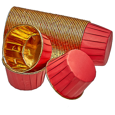 Форма Маффин с ламинацией 50х40 красный/золото 50 шт