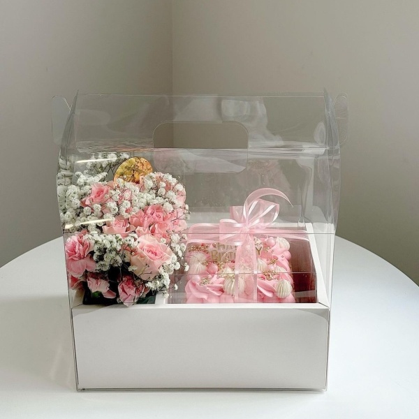 Упаковка для бенто-торта прозрачная с ручкой 26,5х17х22 см