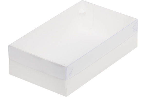 Кондитерская упаковка белая с пластиковой крышкой 25х15х7 см