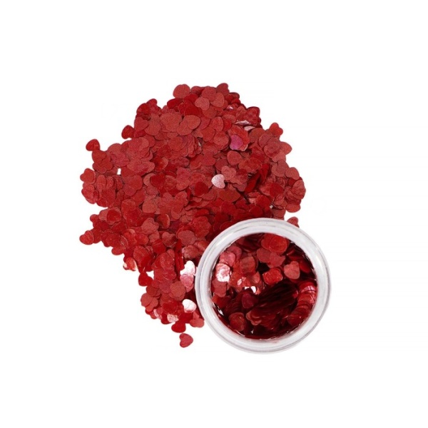 Глиттер пищевой фигурный Сердца красные