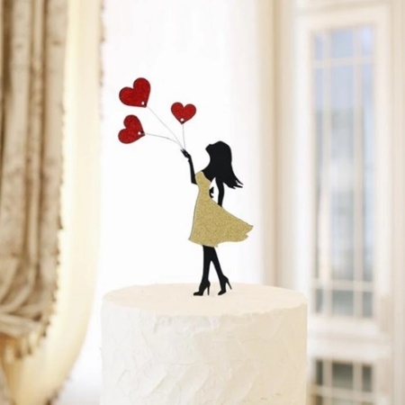 Топпер Девочка в платье с сердечками