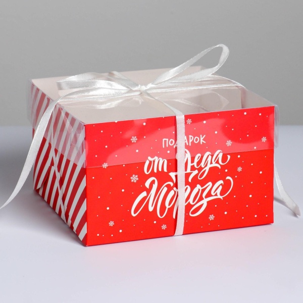 Упаковка на 4 капкейка «Подарок от Деда Мороза», 16 х 16 х 10 см