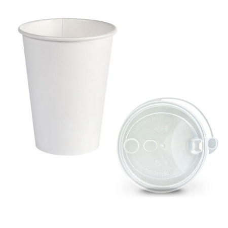 Стакан для десерта и кофе с пластиковой крышкой Белый 330 мл