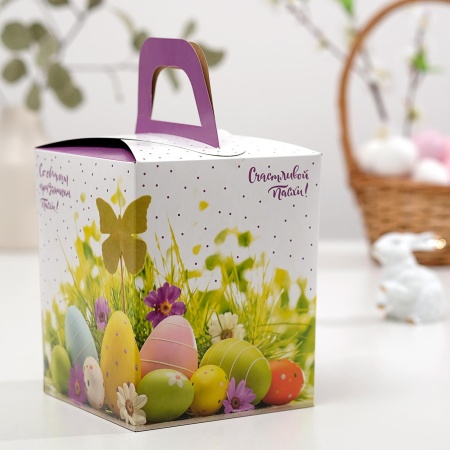 Пасхальная коробка с окном «Счастливой Пасхи!» 15х15х18 см