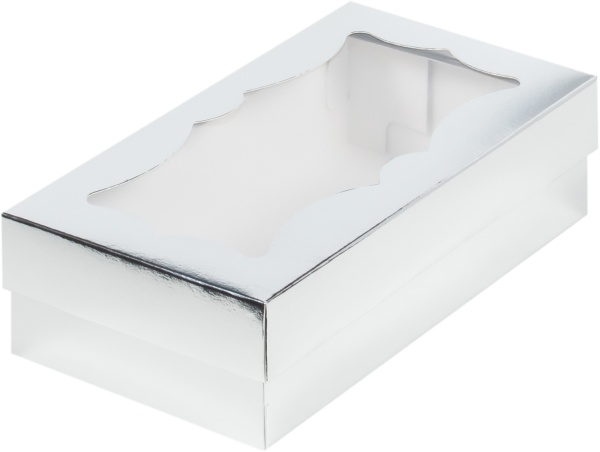 Упаковка с фигурным окном серебро 21х11х5,5 см