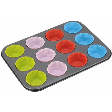 Форма на 12 кексов металл с силиконовыми вставками