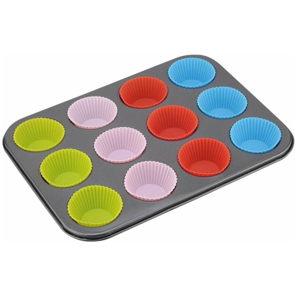 Форма на 12 кексов металл с силиконовыми вставками