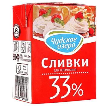Сливки "Чудское озеро" 33%, 200 мл