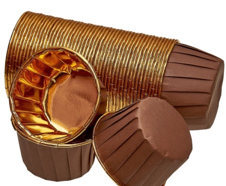 Форма Маффин с ламинацией 50х40 коричневый/золото 50 шт