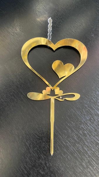 Топпер-свеча для торта Сердце Золото