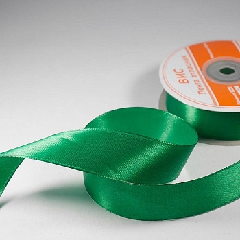 Лента атласная зеленая ширина 2,5 см