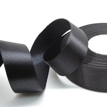 Лента атласная чёрная ширина 2,5 см