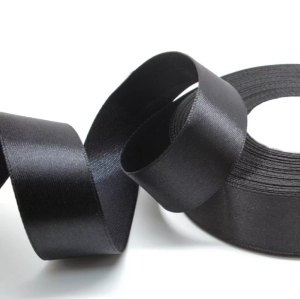 Лента атласная чёрная ширина 2,5 см