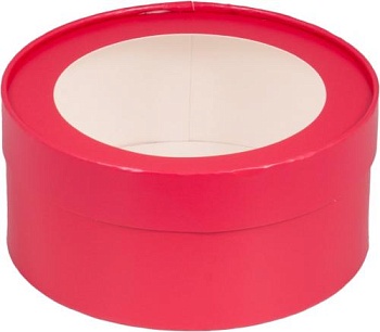 Коробка универсальная круглая с окном Красная d 20 см высота 7 см