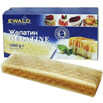 Желатин пищевой листовой Ewald 1 кг Желатин пищевой листовой Ewald 1 кг