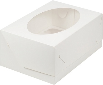 Упаковка на 6 капкейков с окном белая