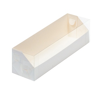 Коробка для макарун с пластиковой крышкой 19х5,5х5,5 см