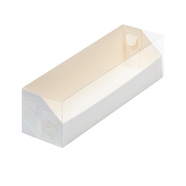 Коробка для макарун с пластиковой крышкой 19х5,5х5,5 см