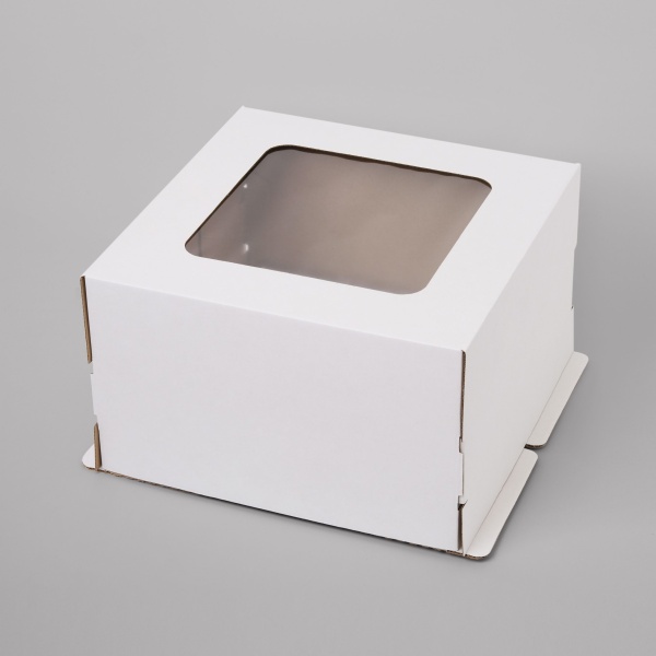 Коробка для торта  с окном Микрогофрокартон 22х22х13 см