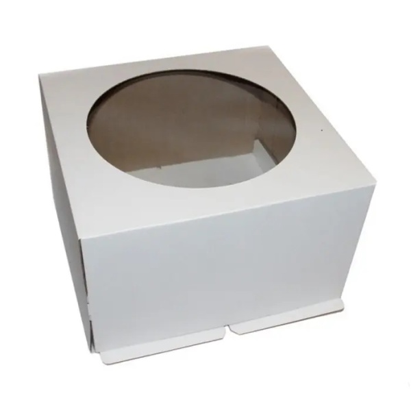 Коробка для торта с окном Микрогофрокартон 24х24х18 см