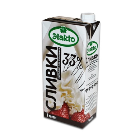 Сливки Элакто 1 л 33%