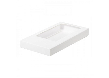 Упаковка для дубайского шоколада с окном Белая 16х8х1,7 см