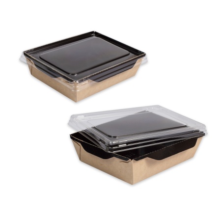 Упаковка с пластиковой крышкой черная 14х10,5х4,5 см