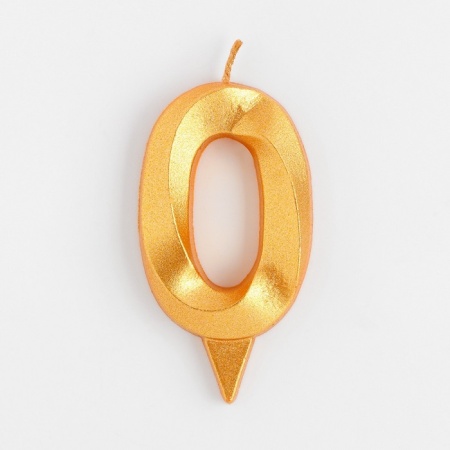Свеча в торт цифра 0 Золото 6,5 см