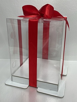 Коробка для торта прозрачная с пьедесталом 15х15х14 см