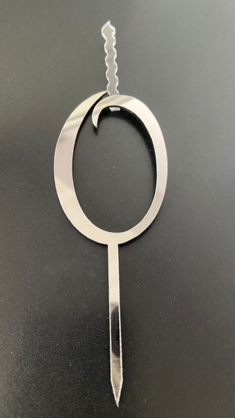 Топпер-свеча для торта Цифра 0 Серебро