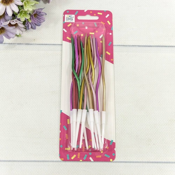 Набор свечей для торта Волна 13 см Микс 12 шт