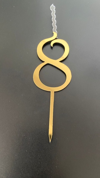 Топпер-свеча для торта Цифра 8 Золото