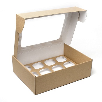 Упаковка на  12 капкейков с окном двухсторонняя