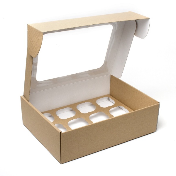 Упаковка на  12 капкейков с окном двухсторонняя