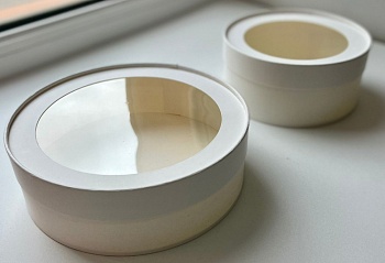 Коробка универсальная круглая с окном Белая  d 20 см, высота 7 см