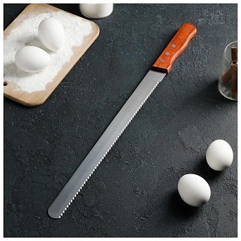 Нож для бисквита Деревянная ручка крупные зубцы 35 см