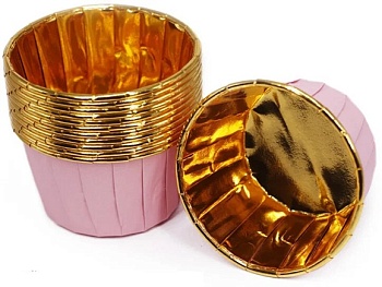 Форма Маффин с ламинацией 50х40 розовый/золото 50 шт