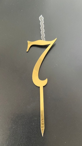 Топпер-свеча для торта Цифра 7 Золото