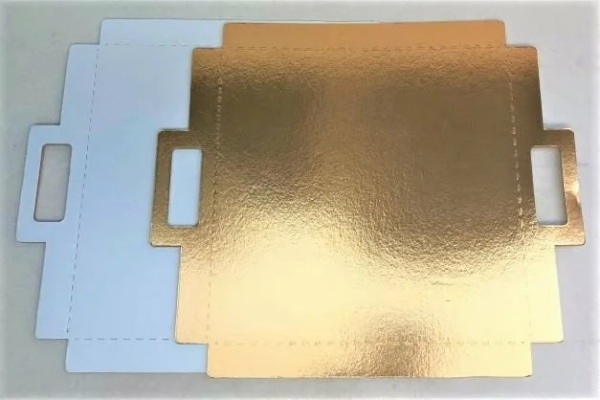 Подложка для торта золото/белый жемчуг 1,5 мм 29х29 см с ручками