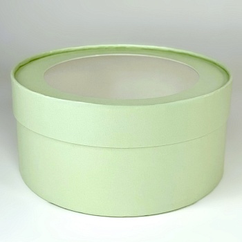 Коробка универсальная круглая с окном Фисташка d 16 см высота 7 см