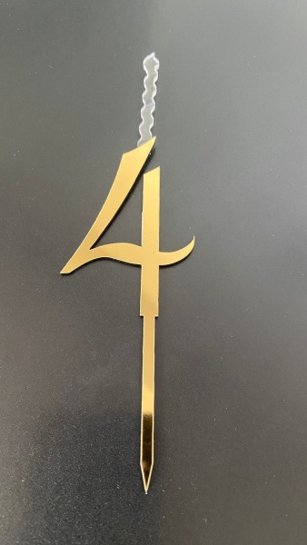 Топпер-свеча для торта Цифра 4 Золото