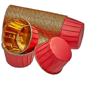 Форма Маффин с ламинацией 50х40 красный/золото 50 шт