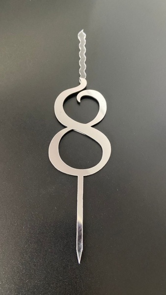 Топпер-свеча для торта Цифра 8 Серебро