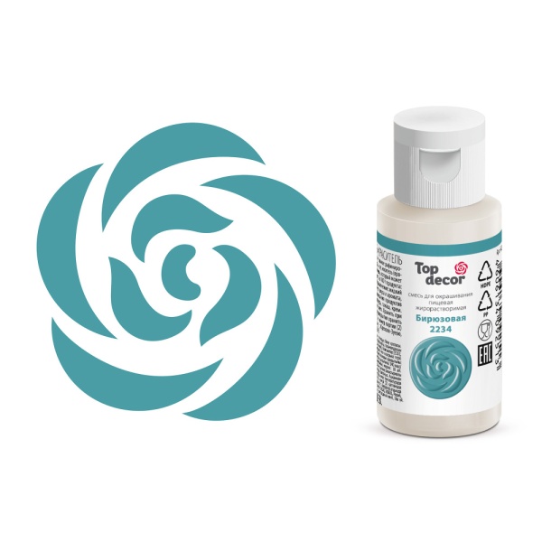 Пищевой краситель жирорастворимый Top Decor Бирюзовый 25 гр Пищевой краситель жирорастворимый Top Decor Бирюзовый 25 гр