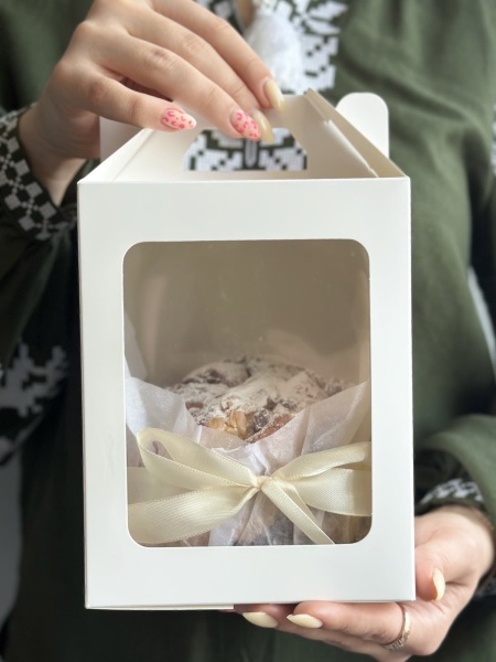 Коробка для пряничного домика Белая с окном Гофрокартон 16х16х20 см