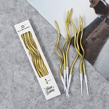 Набор свечей для торта Волна 11 см Золото 12 шт