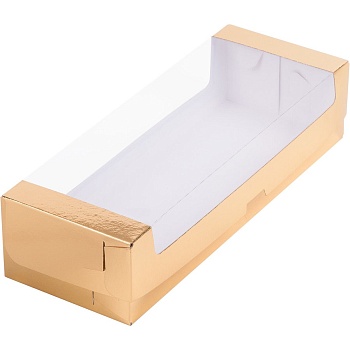 Упаковка для рулета с пластиковой крышкой Золото 30х11х8 см