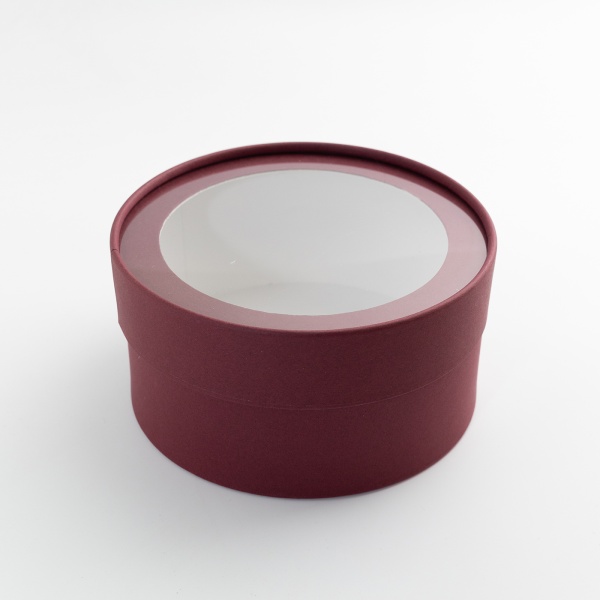 Коробка универсальная круглая с окном Шоколад d 16 см, высота 7 см